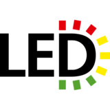 Logo with the text 'LED' where the letter 'D' is partially surrounded by red, yellow, and green rectangular blocks forming a semi-circle.