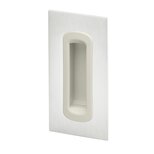 Rectangular metal panel with a recessed light-colored sliding tray handle inset for vertical mounting.