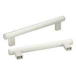 Two grey white aluminium tube handles with rectangular polyamide PA6 brackets shown from different angles on a white background