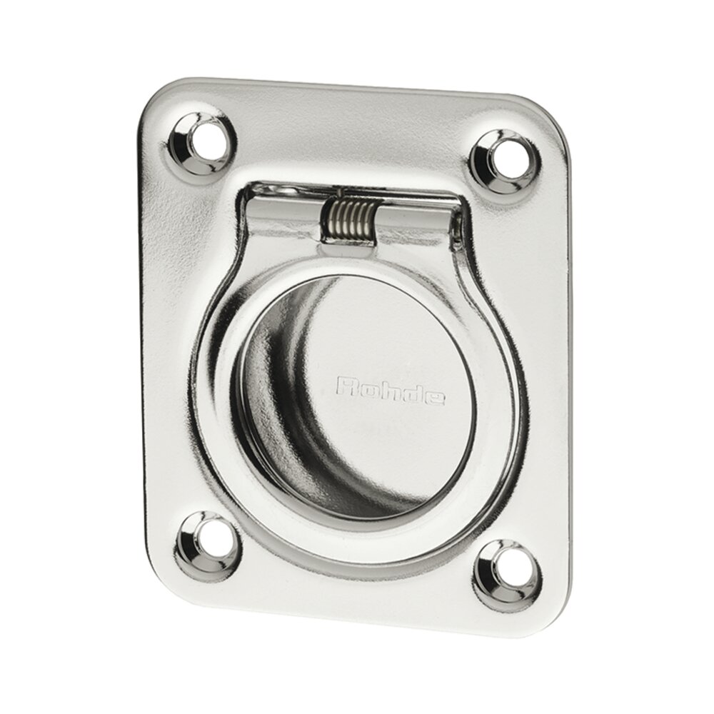 Collapsible stainless steel handle EE-05 with circular grip mounted on a square plate with four mounting holes