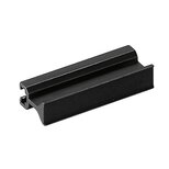 Black anodized universal ledge handle profile made of aluminum with cross slot for screws, designed for mounting on sectional front panels.