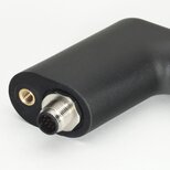 Black FG11 functional handle with an 8-pole metal connector and threaded mounting insert on a white background