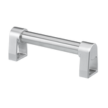 Silver metallic handle with cylindrical grip and trapezoidal end supports on white background