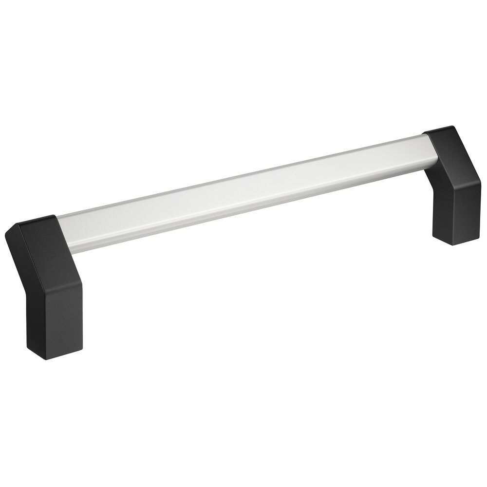 MS-06 solid handle with silver anodized aluminum shank and black anodized end caps, modern industrial design