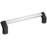 MS-06 solid handle with silver anodized aluminum shank and black anodized end caps, modern industrial design