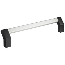 MS-06 solid handle with silver anodized aluminum shank and black anodized end caps, modern industrial design