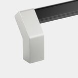 Close-up of an MS-06 aluminium handle with black shank and silver satin-finished ledge