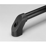 Close-up of a black polyamide RS handle with a cylindrical tube and a recessed screw hole