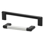 Two handles, one all black and one silver with black ends, displayed isolated on white background.