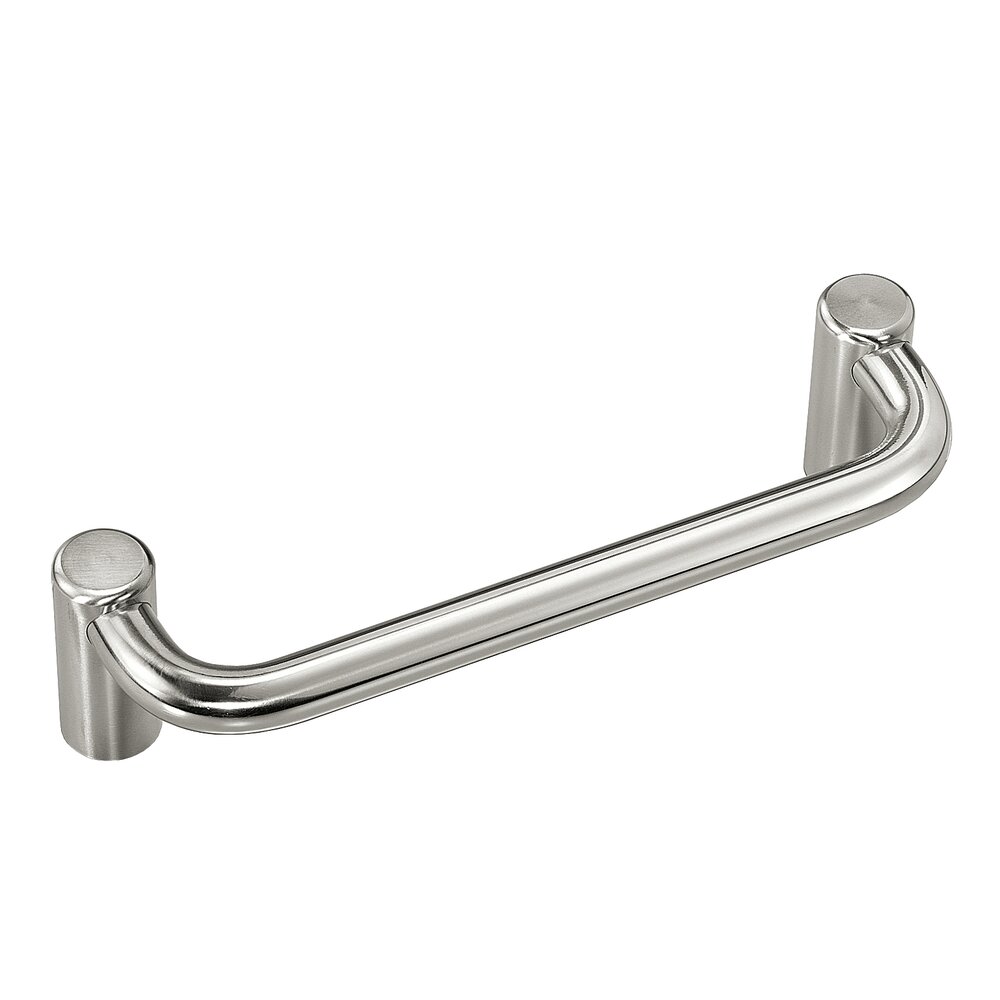 Round stainless steel VG-05 handle with brushed dull bright finish and cylindrical mounts connected by curved bow