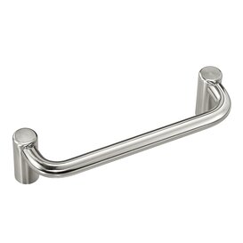 Round stainless steel VG-05 handle with brushed dull bright finish and cylindrical mounts connected by curved bow