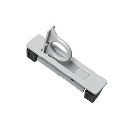 Silver retractable folding handle with a central loop and two black end caps, designed for rear mounting