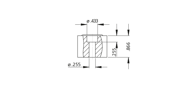 Cross-sectional technical drawing of TG1 compact switch housing with dimensions in inches
