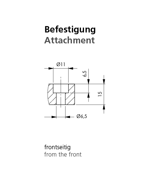 Cross-sectional technical drawing of TG1S switch housing attachment showing diameter and thickness measurements for front mounting.