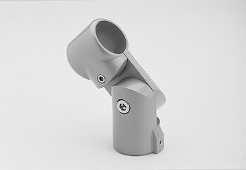 Zweischaliger T-Gelenkverbinder aus Metall mit Schrauben, sitzend auf weißem Hintergrund