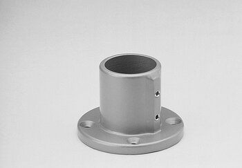 Metal tube connector with a single circular flange base and two side set screws